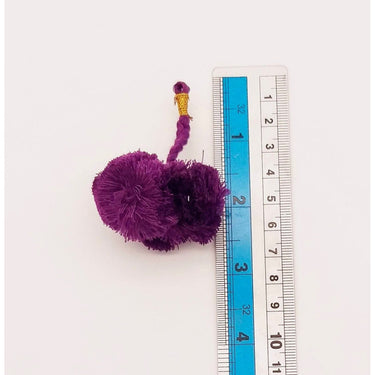 4 x Violet Pom-Pom Tassels Latkan, Pompom Decorations, Pom poms